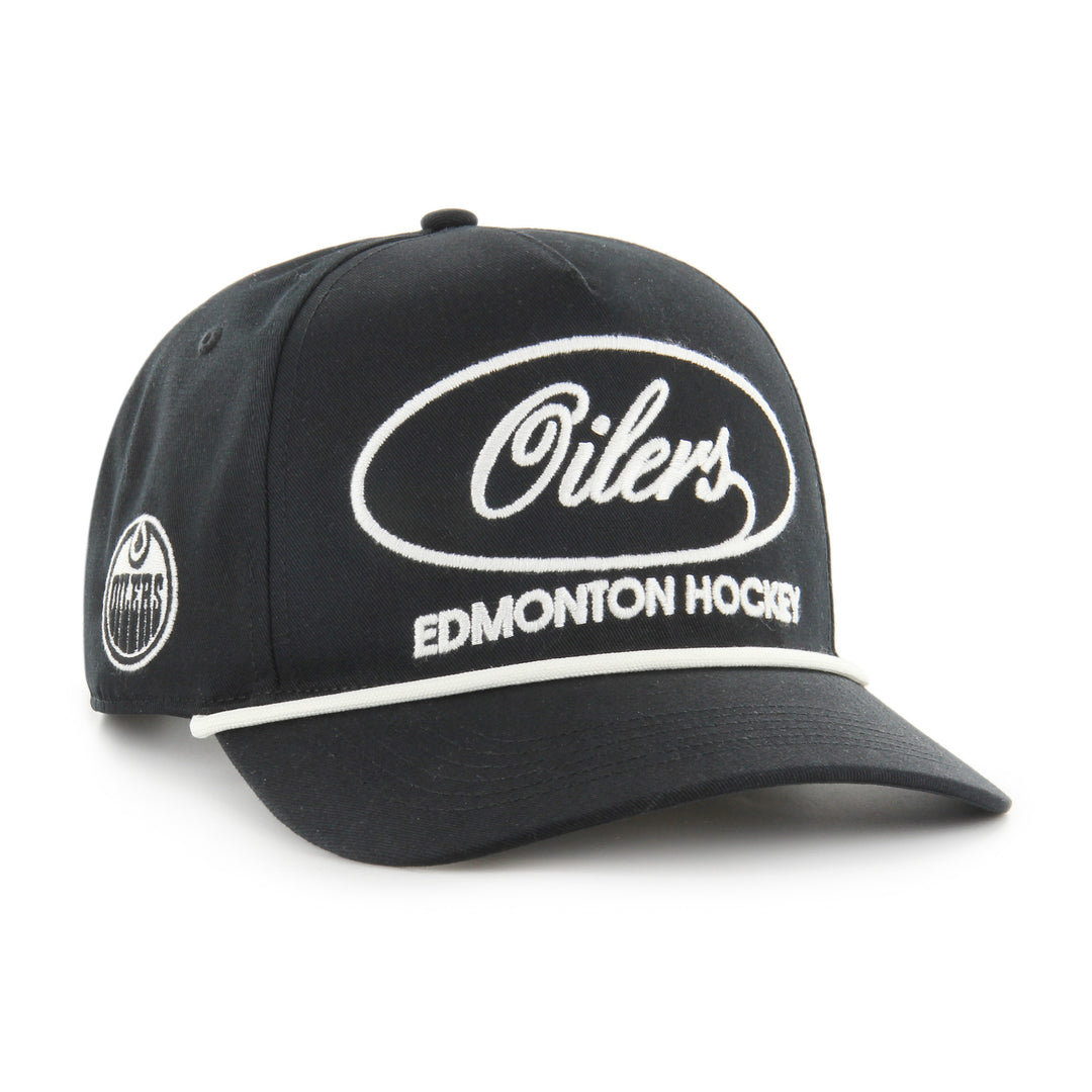 Edmonton Oilers '47 Black Foundational Hitch RF Snapback Hat