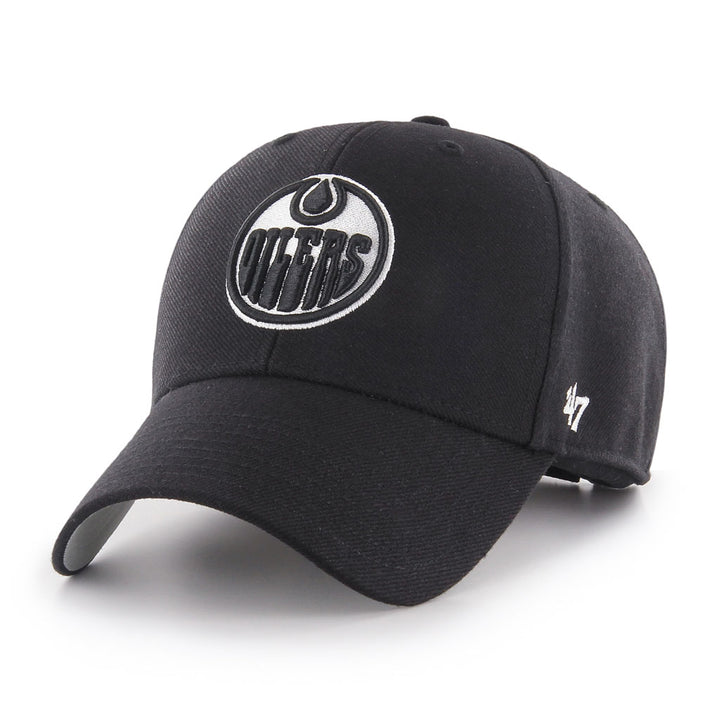 Edmonton Oilers '47 Black & White Sure Shot MVP Snapback Hat