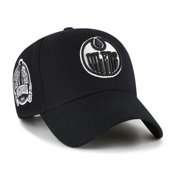 Edmonton Oilers '47 Black & White Sure Shot MVP Snapback Hat