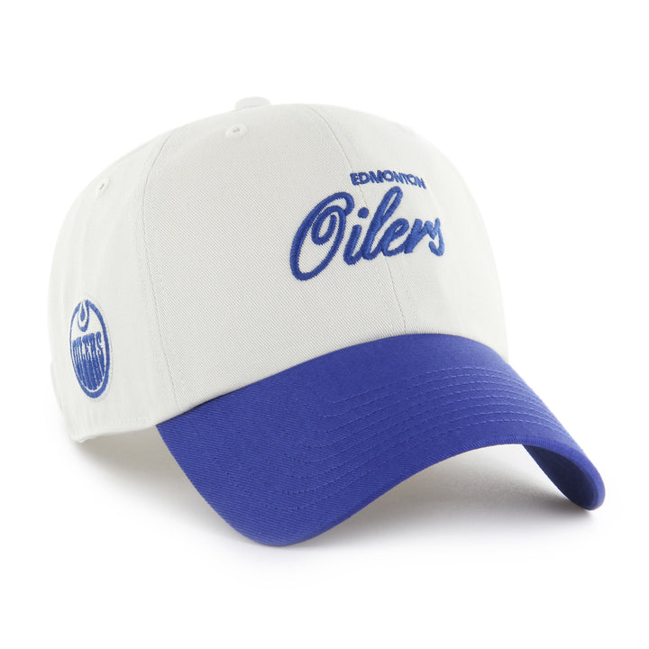 Edmonton Oilers '47 White & Blue Foundational TT Clean Up Adjustable Hat
