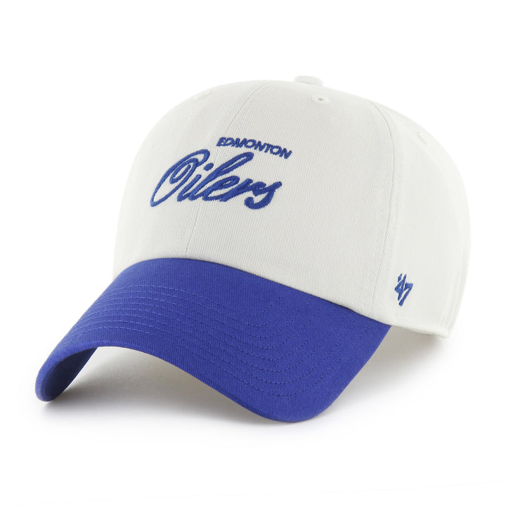 Edmonton Oilers '47 White & Blue Foundational TT Clean Up Adjustable Hat