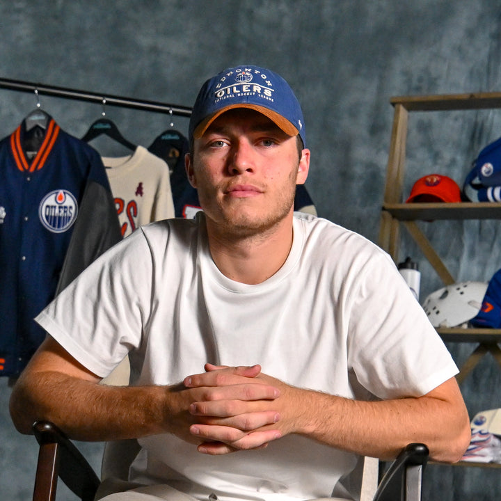 Edmonton Oilers '47 Blue & Brown Windham Clean Up Adjustable Hat