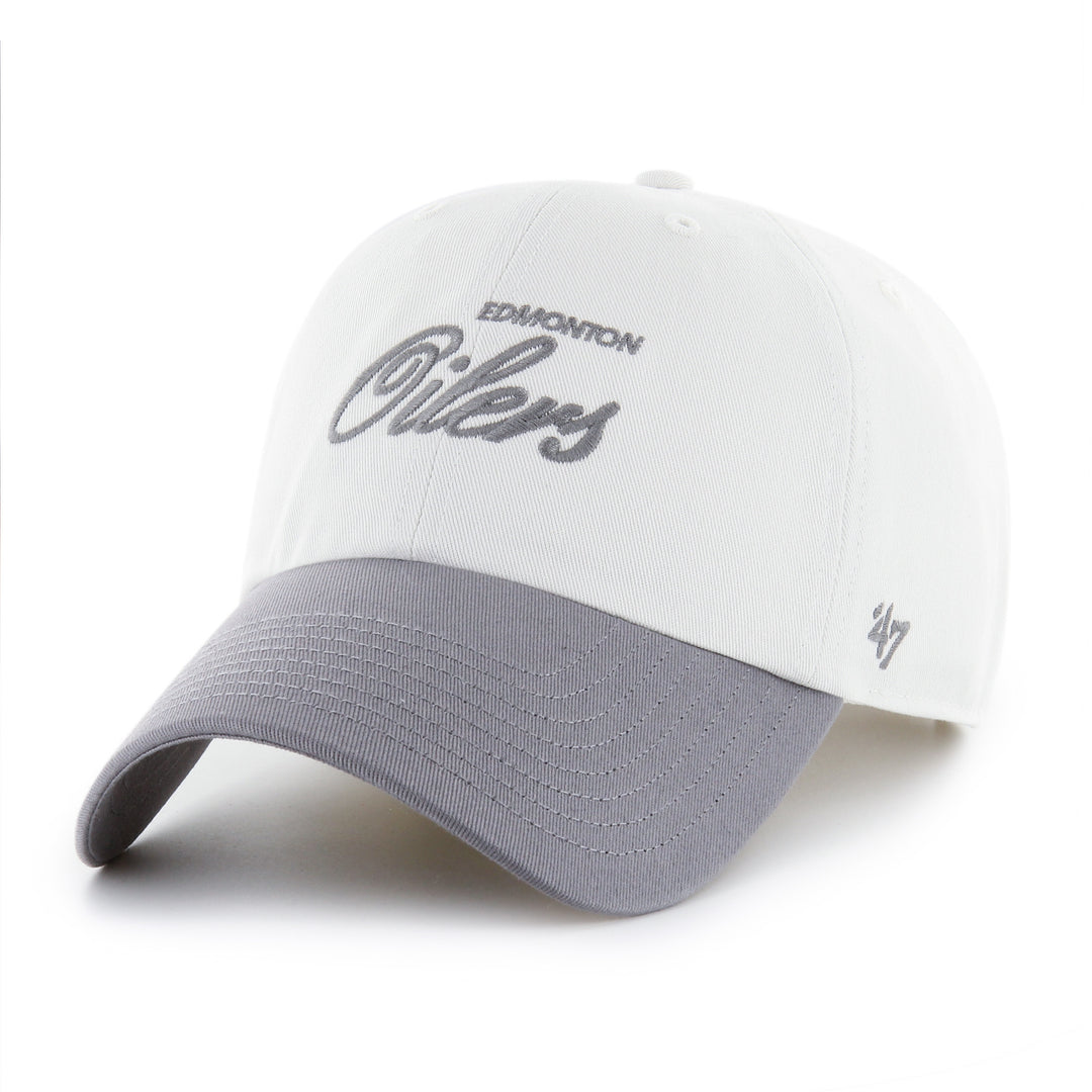 Edmonton Oilers '47 White & Grey Foundational TT Clean Up Adjustable Hat