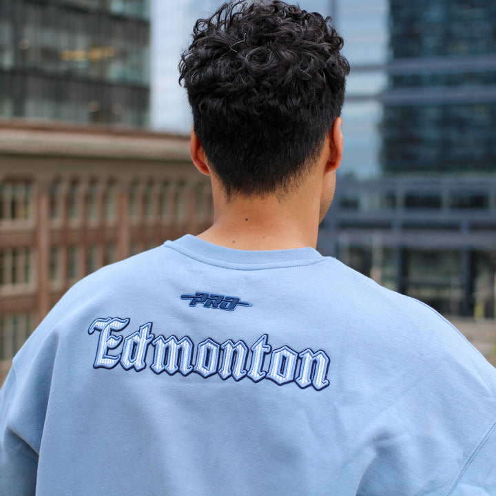Edmonton Oilers Pro Standard Country Club Blue Drop Shoulder Crewneck Sweatshirt