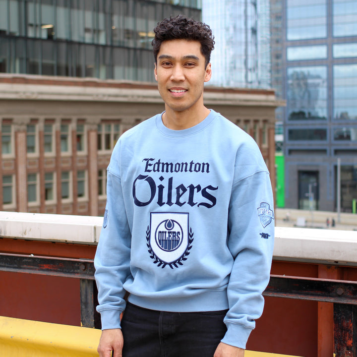 Edmonton Oilers Pro Standard Country Club Blue Drop Shoulder Crewneck Sweatshirt