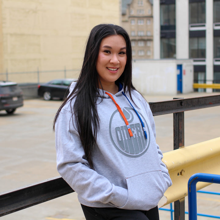 Edmonton Oilers Unisex Authentics Grey Overlay Hoodie