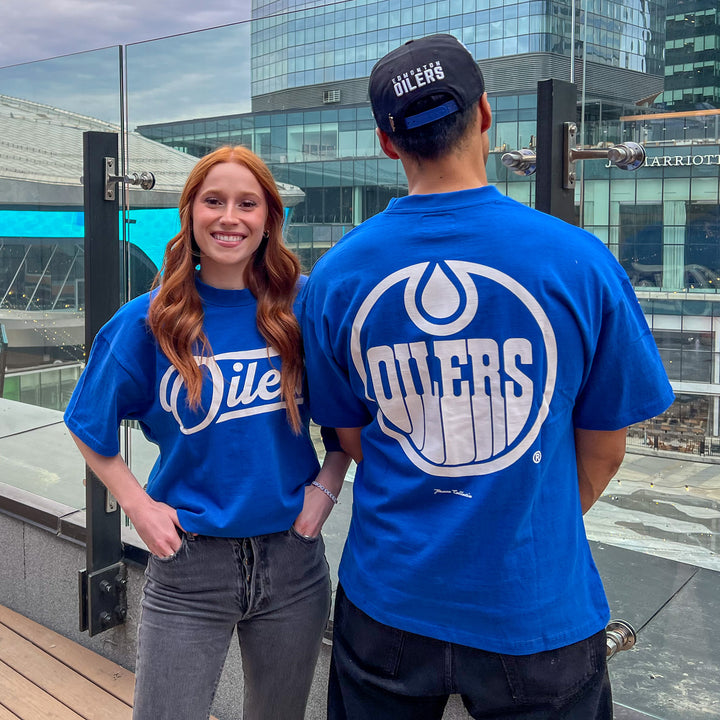 Edmonton Oilers Unisex Peace Collective Essentials Royal Oversized Heavyweight T-Shirt