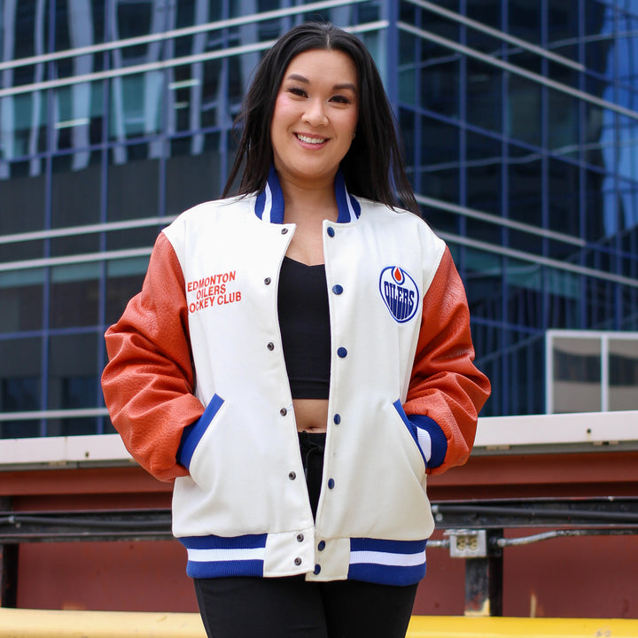 Edmonton Oilers Unisex Something Inked Coach's White Jacket