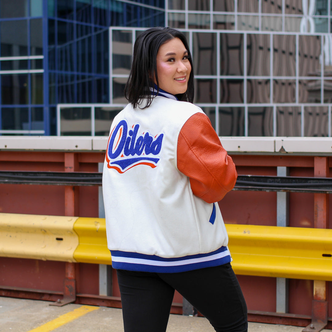 Edmonton Oilers Unisex Something Inked Coach's White Jacket