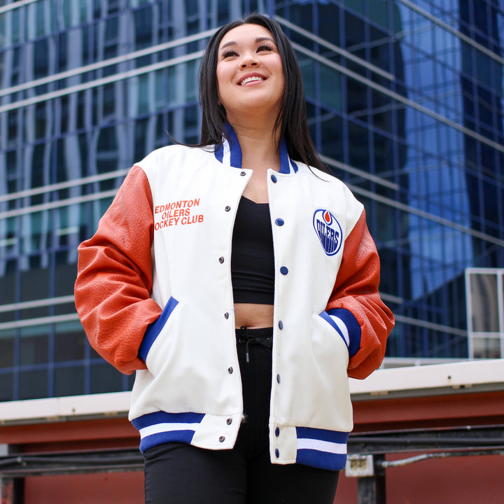 Edmonton Oilers Unisex Something Inked Coach's White Jacket