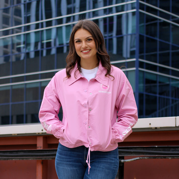 Edmonton Oilers Women's New Era Pink Coach's Jacket