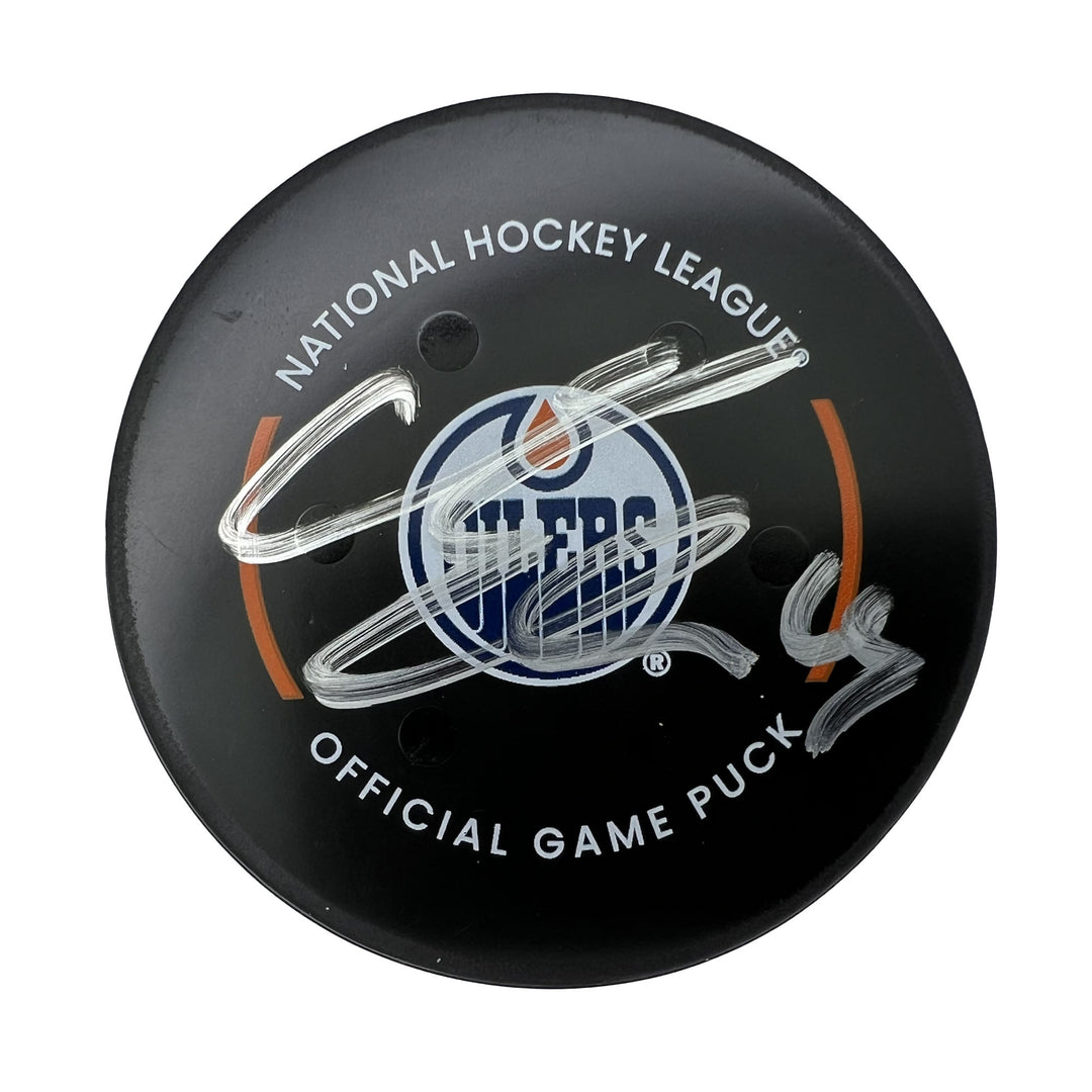Mattias Ekholm Autographed Edmonton Oilers Game Used Puck - Mar. 3/2023 vs Winnipeg Jets