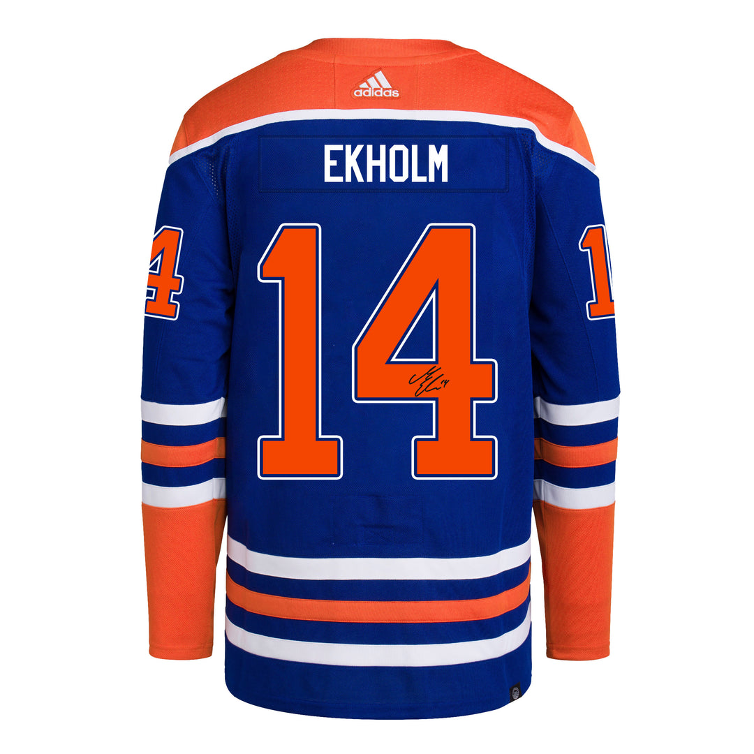 Mattias Ekholm Edmonton Oilers Signed Royal/Home adidas Jersey