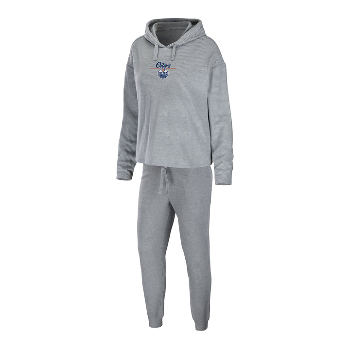 Edmonton Oilers Women's WEAR by Erin Andrews Ribbed Grey Lounge Set