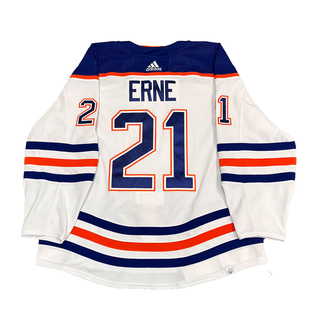 Adam Erne Edmonton Oilers Game Worn Jersey - 2023-24 White Set #1 - B00123