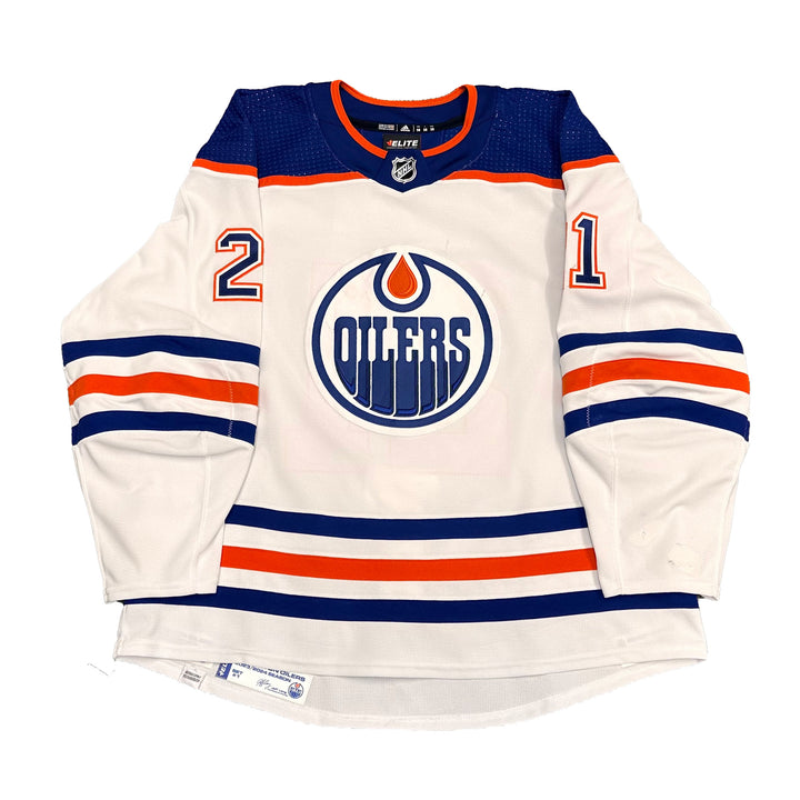 Adam Erne Edmonton Oilers Game Worn Jersey - 2023-24 White Set #1 - B00123