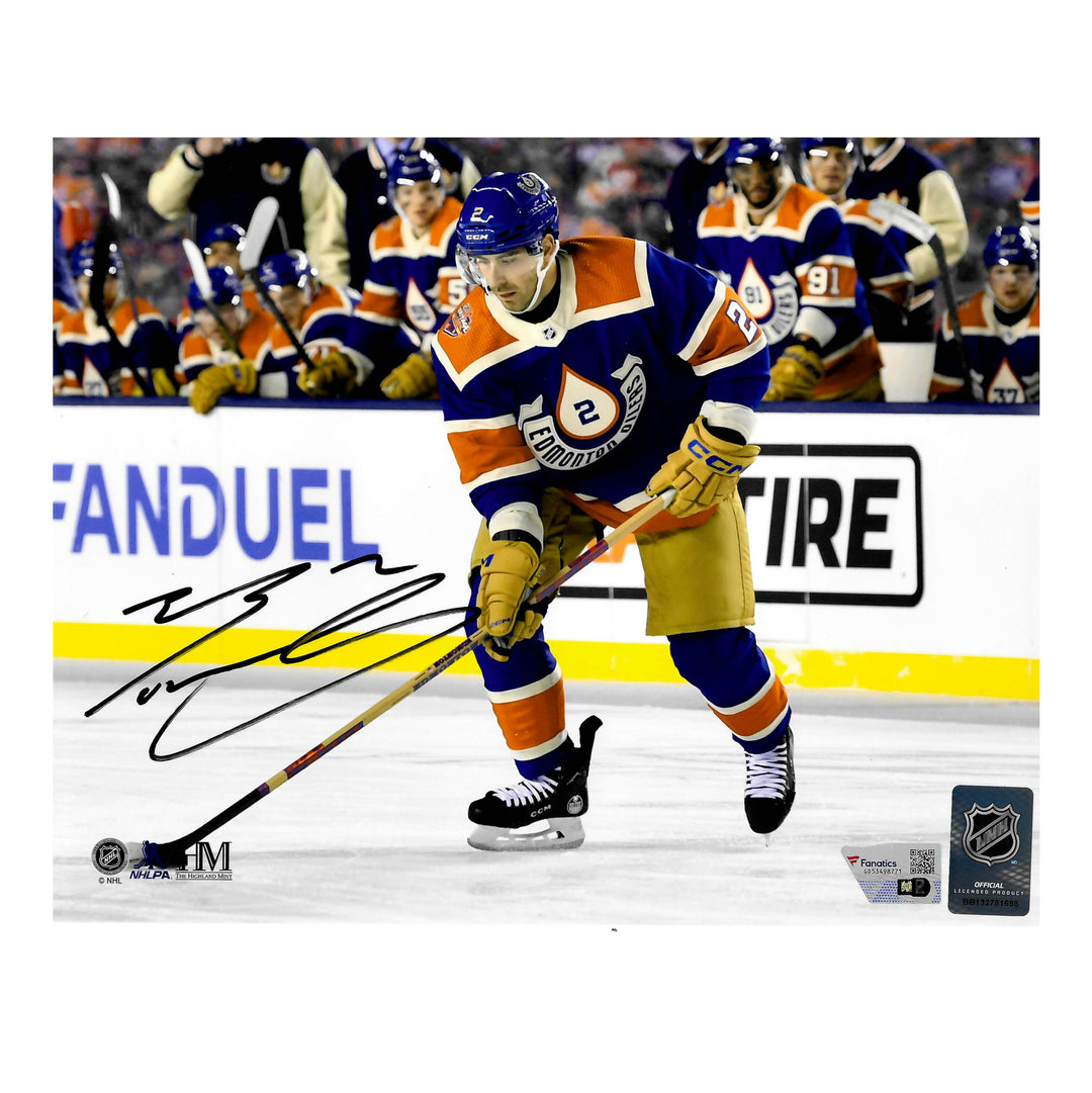 Evan Bouchard Edmonton Oilers Signed "2023 Heritage Classic" 8x10 Photo