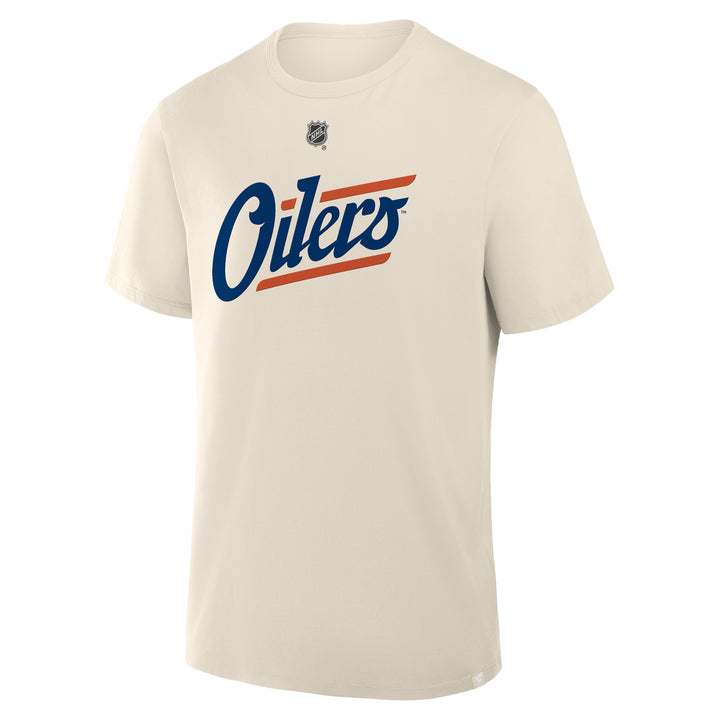 Evan Bouchard Edmonton Oilers Fanatics Alternate Logo Player Name & Number Cream T-Shirt