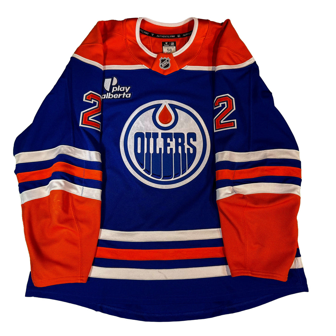 Evan Bouchard Edmonton Oilers Game Worn Jersey - 2025-26 Royal Blue Set #1 - D00128
