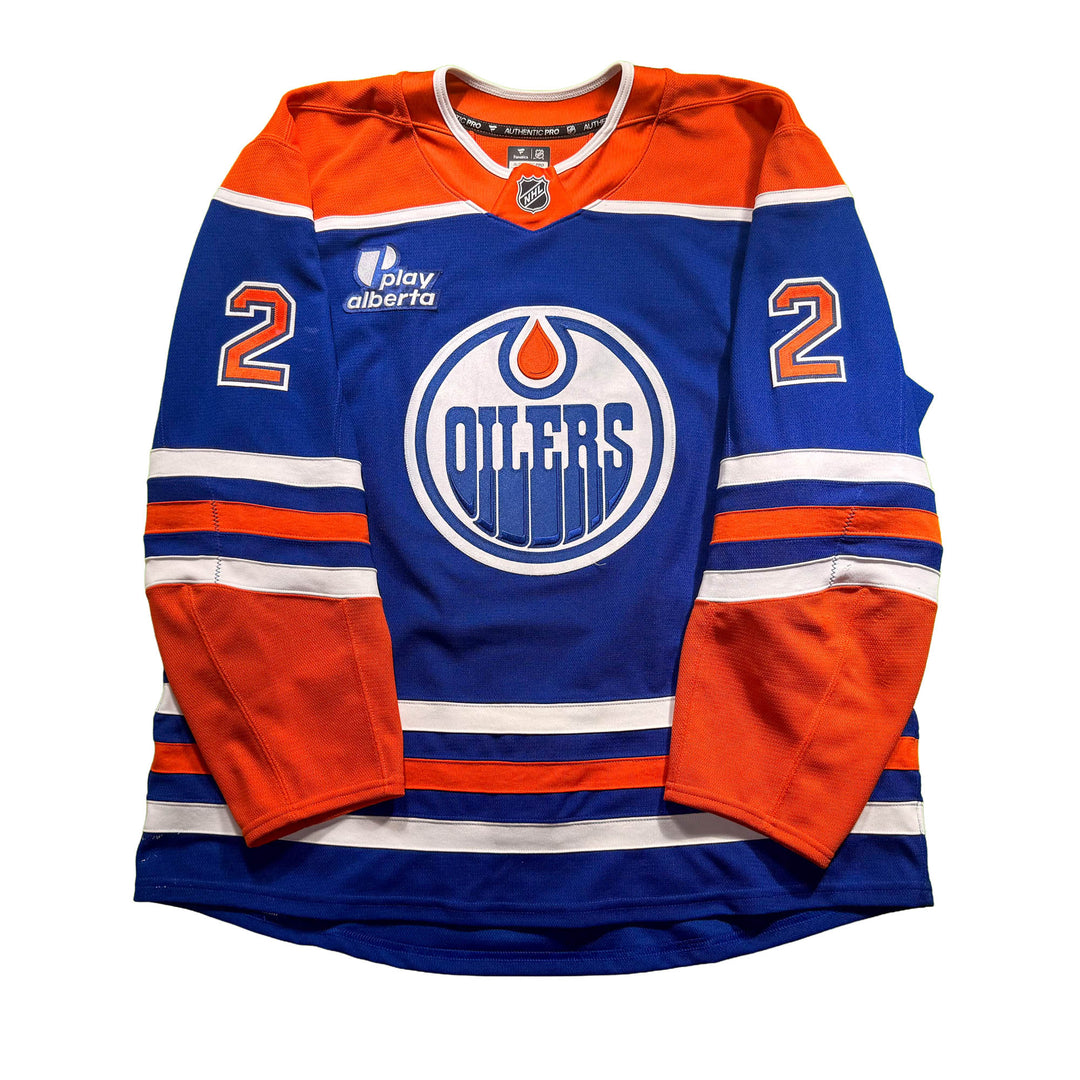 Evan Bouchard Edmonton Oilers Game Worn Jersey - 2025-26 Royal Blue Set #2 - D00378