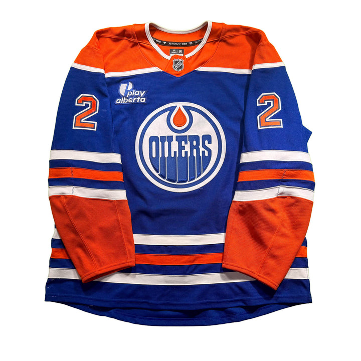 Evan Bouchard Edmonton Oilers Game Worn Jersey - 2025-26 Royal Blue Set #2 - D00378