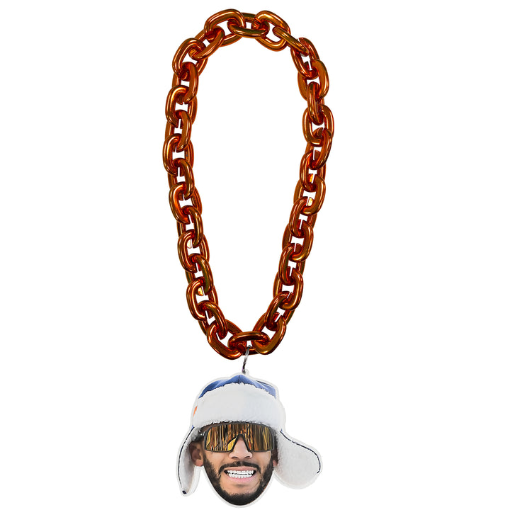 Evander Kane Edmonton Oilers Trapper Hat Orange Fan Chain Necklace