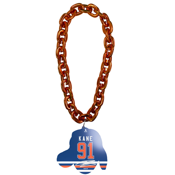 Evander Kane Edmonton Oilers Trapper Hat Orange Fan Chain Necklace