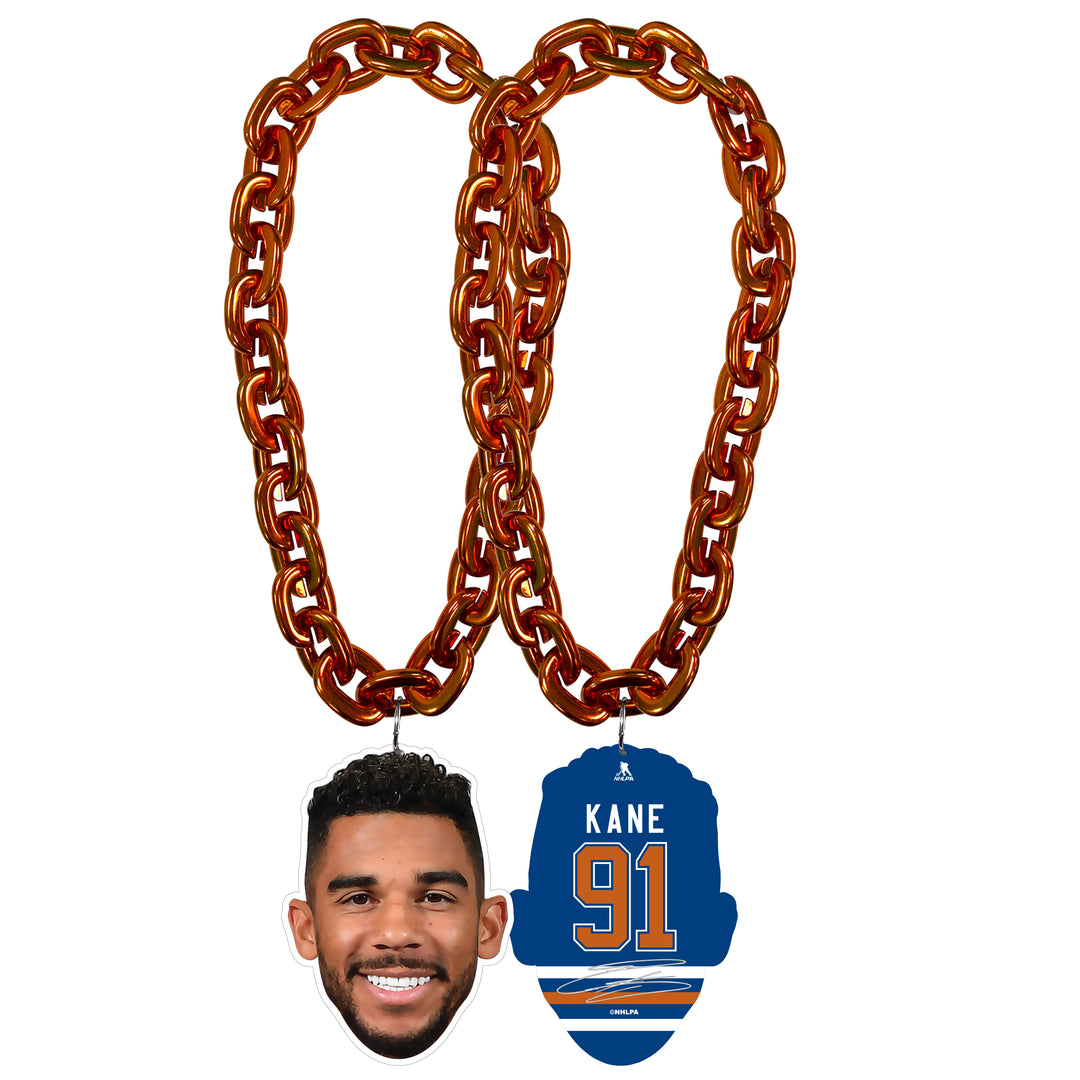 Evander Kane Edmonton Oilers Orange Player Face Fan Chain Necklace