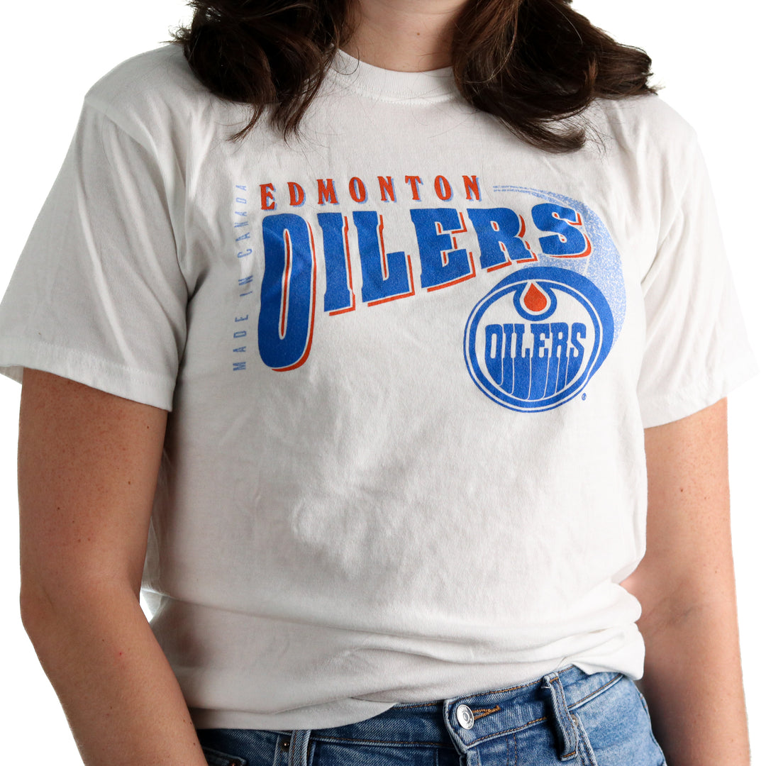 Edmonton Oilers Flannel Foxes Swoosh White T-Shirt