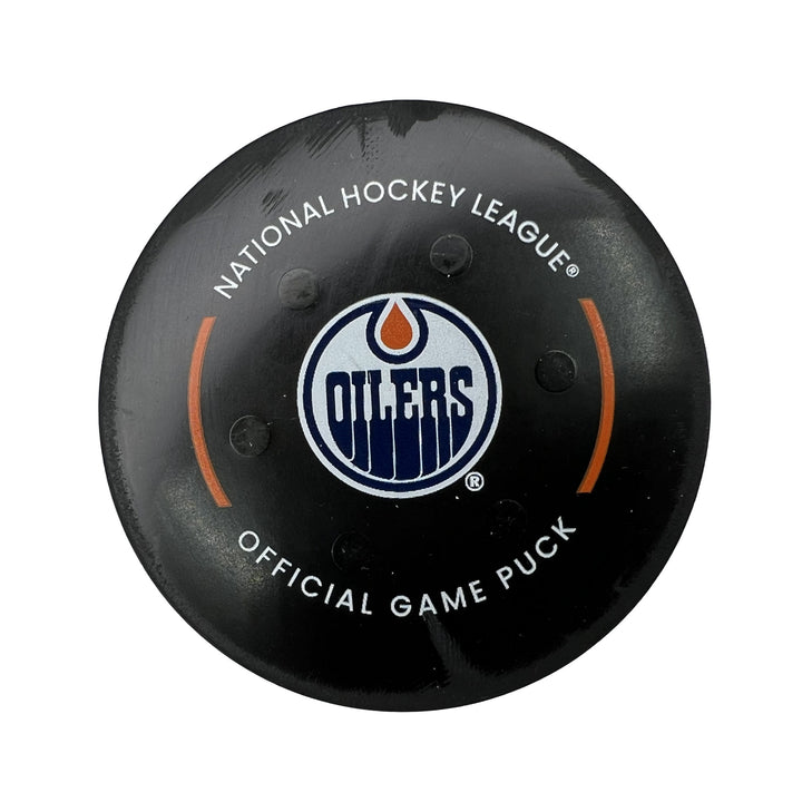 Brett Kulak Edmonton Oilers Preseason Goal Puck - Sept. 30/2022 vs Calgary Flames #18603