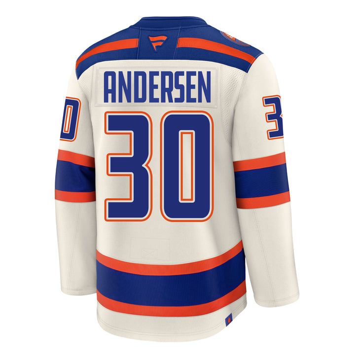 Frederik Andersen Edmonton Oilers Fanatics Premium Cream Alternate Jersey