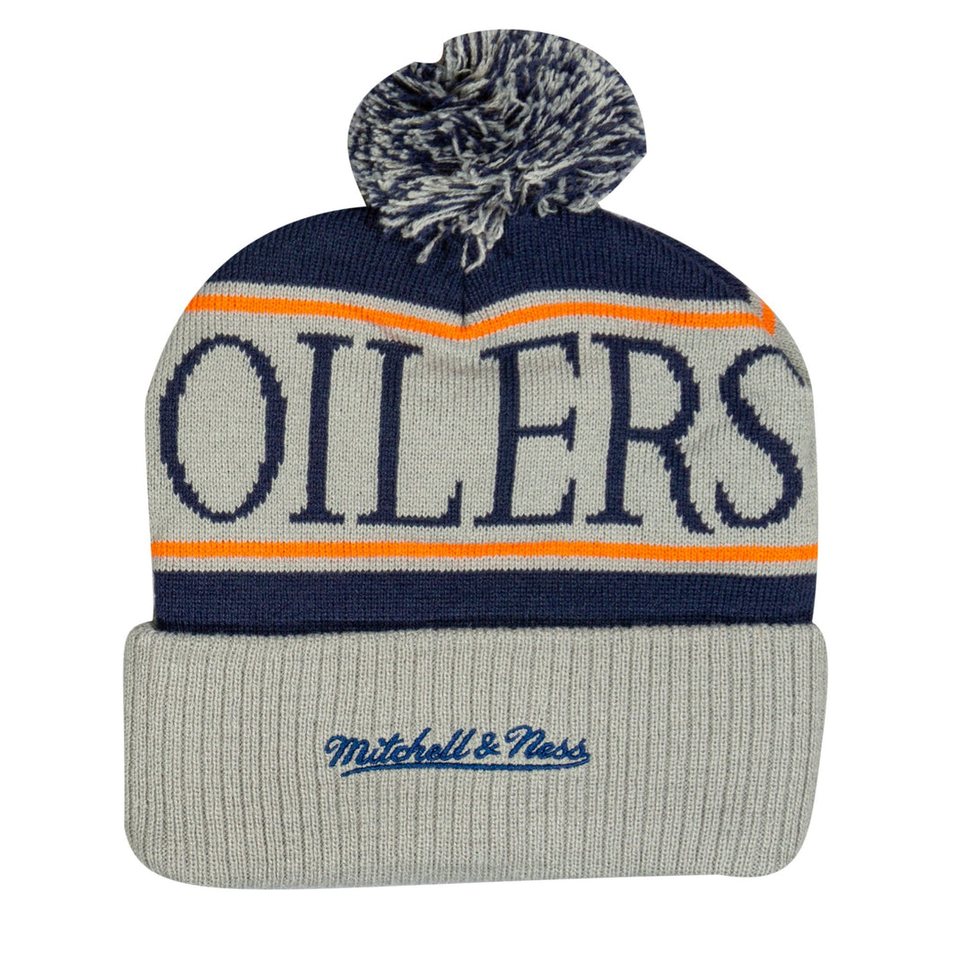 Edmonton Oilers Mitchell & Ness Grey Classic Cuffed Knit Toque W/Pom