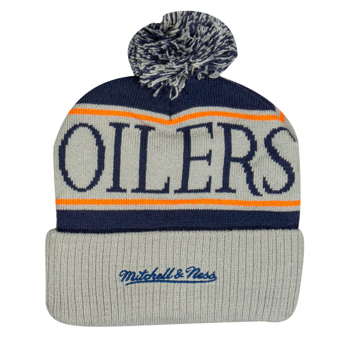 Edmonton Oilers Mitchell & Ness Grey Classic Cuffed Knit Toque W/Pom