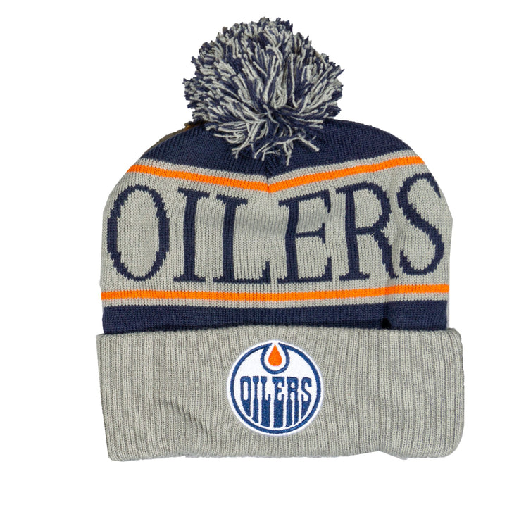 Edmonton Oilers Mitchell & Ness Grey Classic Cuffed Knit Toque W/Pom
