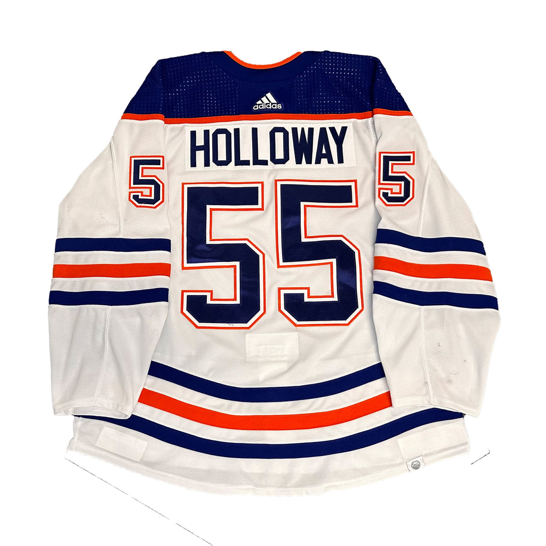 Dylan Holloway Edmonton Oilers Game Worn Jersey - 2023-24 White Set #2 - B00297