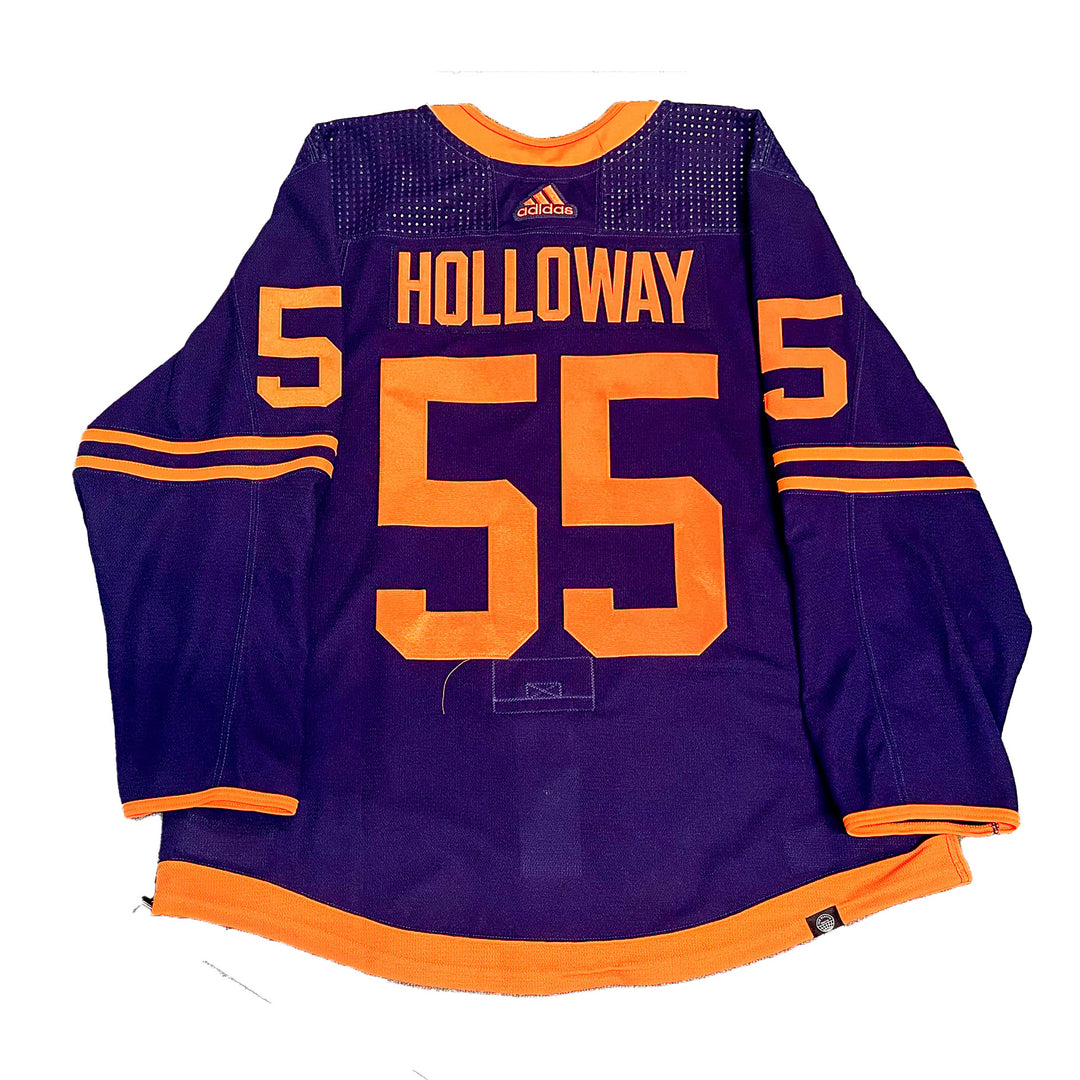 Dylan Holloway Edmonton Oilers Game Worn Jersey - 2023-24 Navy Set #2 - B00346