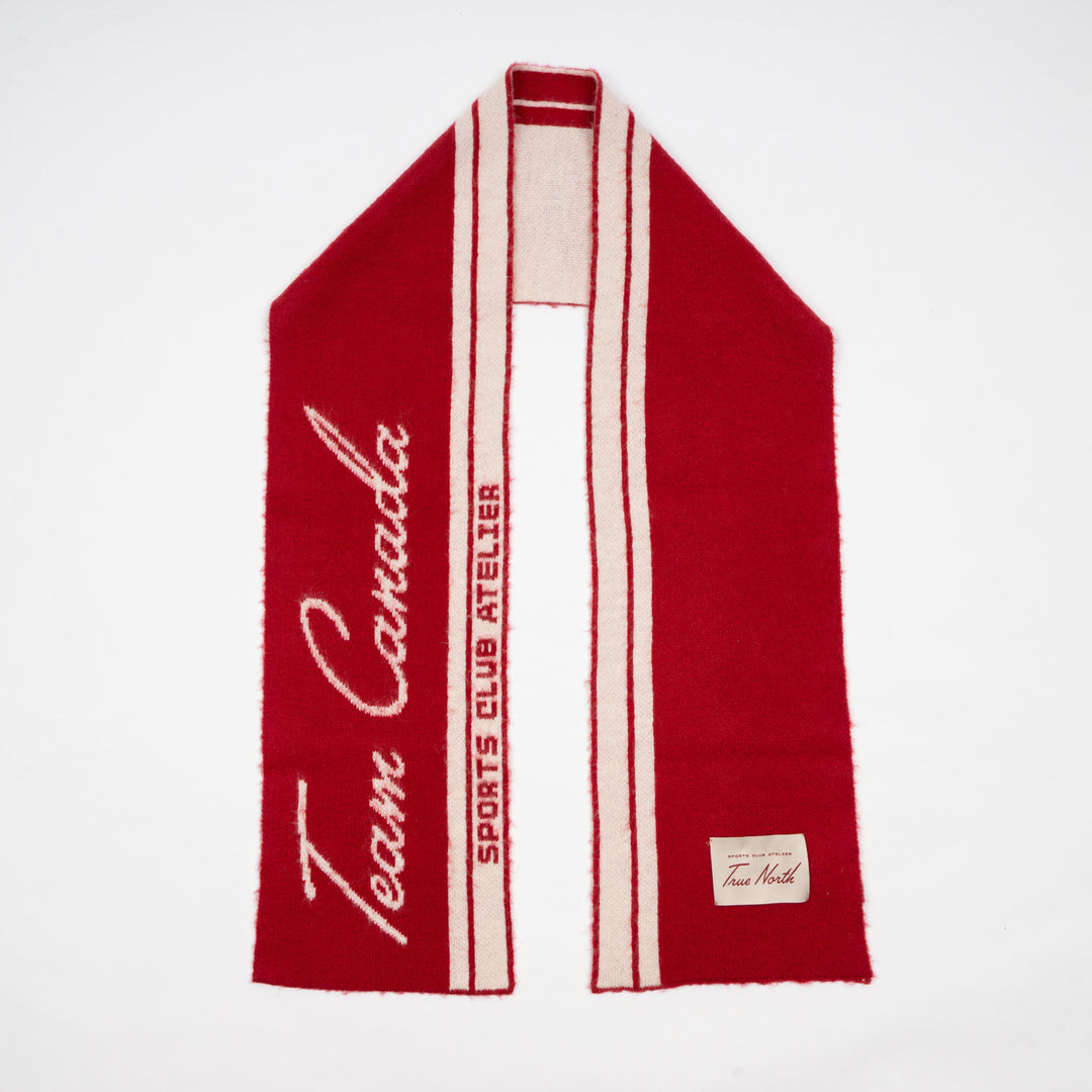 Hockey Canada Sports Club Atelier by Lauren McDavid Red Jacquard Mohair Scarf