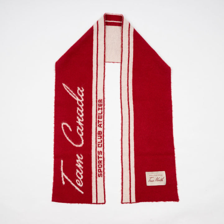 Hockey Canada Sports Club Atelier by Lauren McDavid Red Jacquard Mohair Scarf