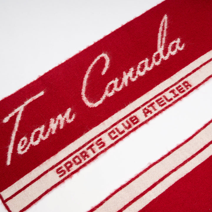 Hockey Canada Sports Club Atelier by Lauren McDavid Red Jacquard Mohair Scarf