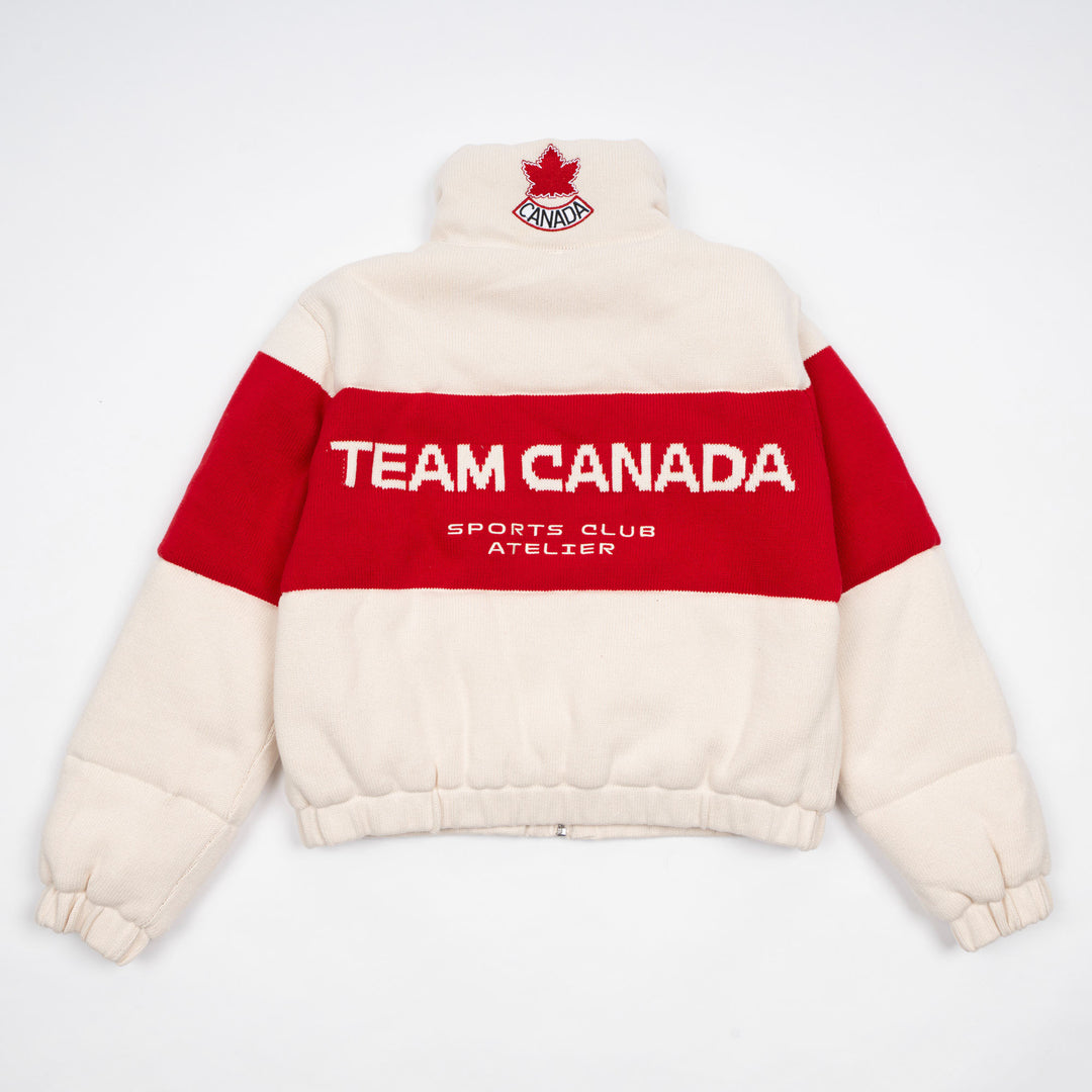 Hockey Canada Unisex Sports Club Atelier by Lauren McDavid Cream Après Knit High-Neck Cropped Puffer Jacket