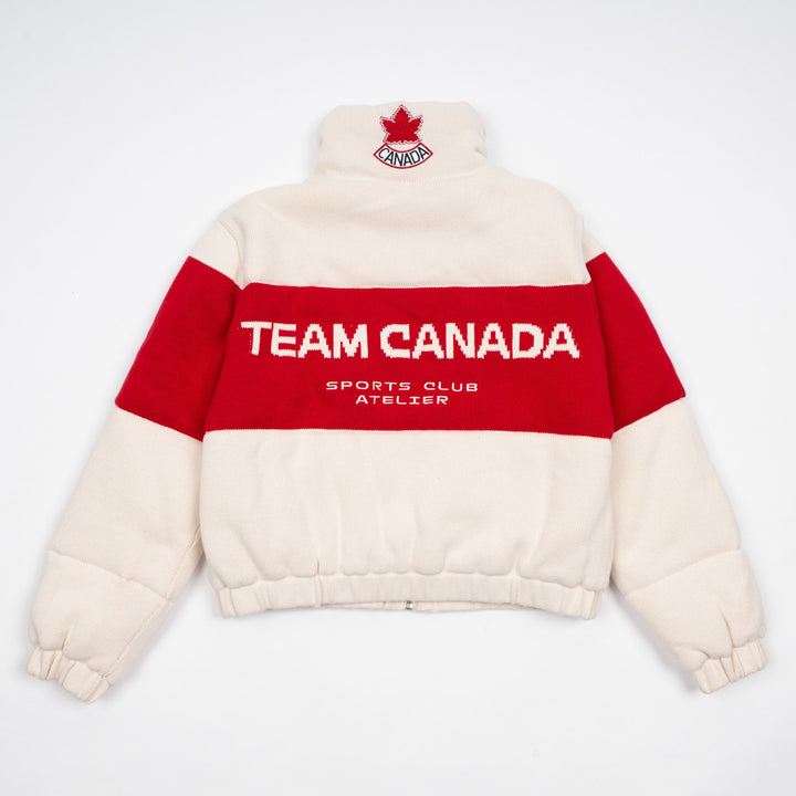Hockey Canada Unisex Sports Club Atelier by Lauren McDavid Cream Après Knit High-Neck Cropped Puffer Jacket