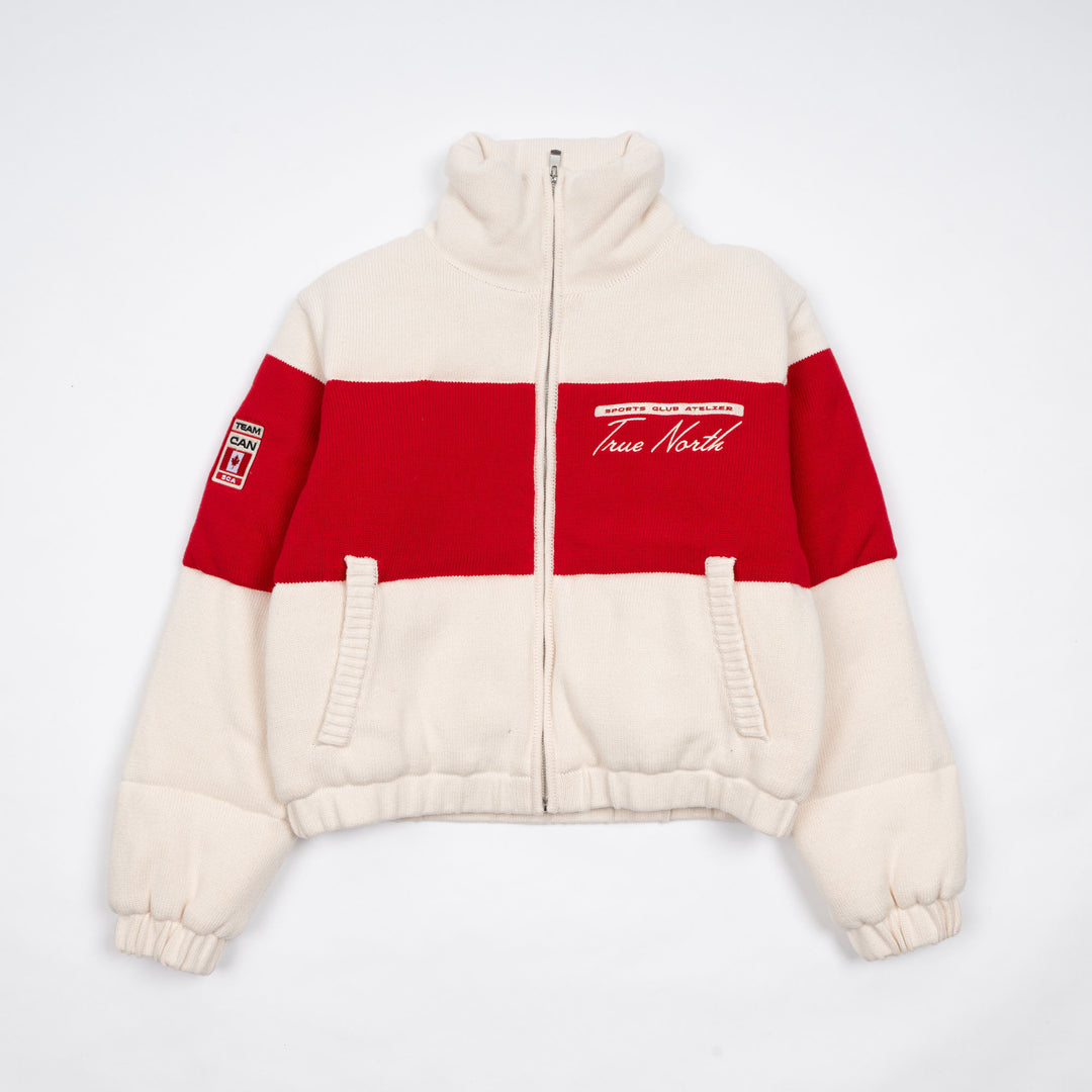 Hockey Canada Unisex Sports Club Atelier by Lauren McDavid Cream Après Knit High-Neck Cropped Puffer Jacket