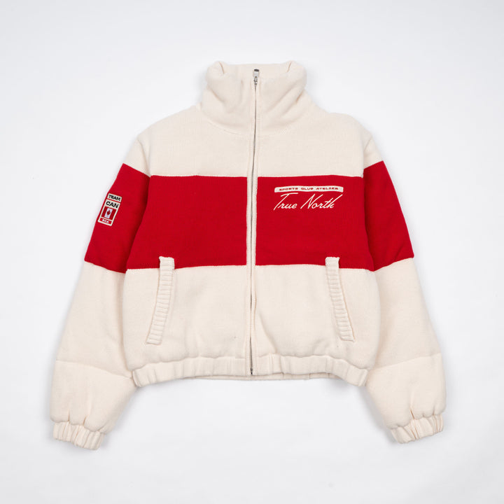 Hockey Canada Unisex Sports Club Atelier by Lauren McDavid Cream Après Knit High-Neck Cropped Puffer Jacket