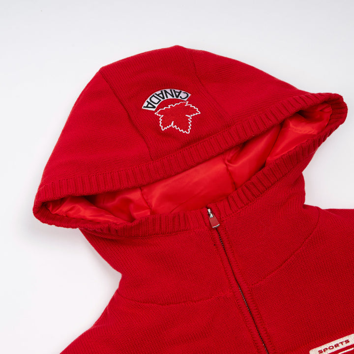 Hockey Canada Unisex Sports Club Atelier by Lauren McDavid Red Après Knit High-Neck Cropped Puffer Jacket