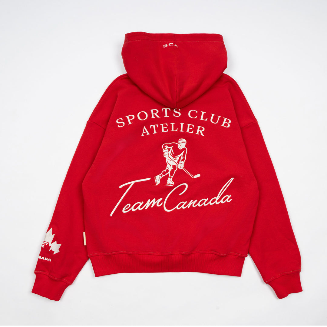 Hockey Canada Unisex Sports Club Atelier by Lauren McDavid Red Classic Terry Hoodie