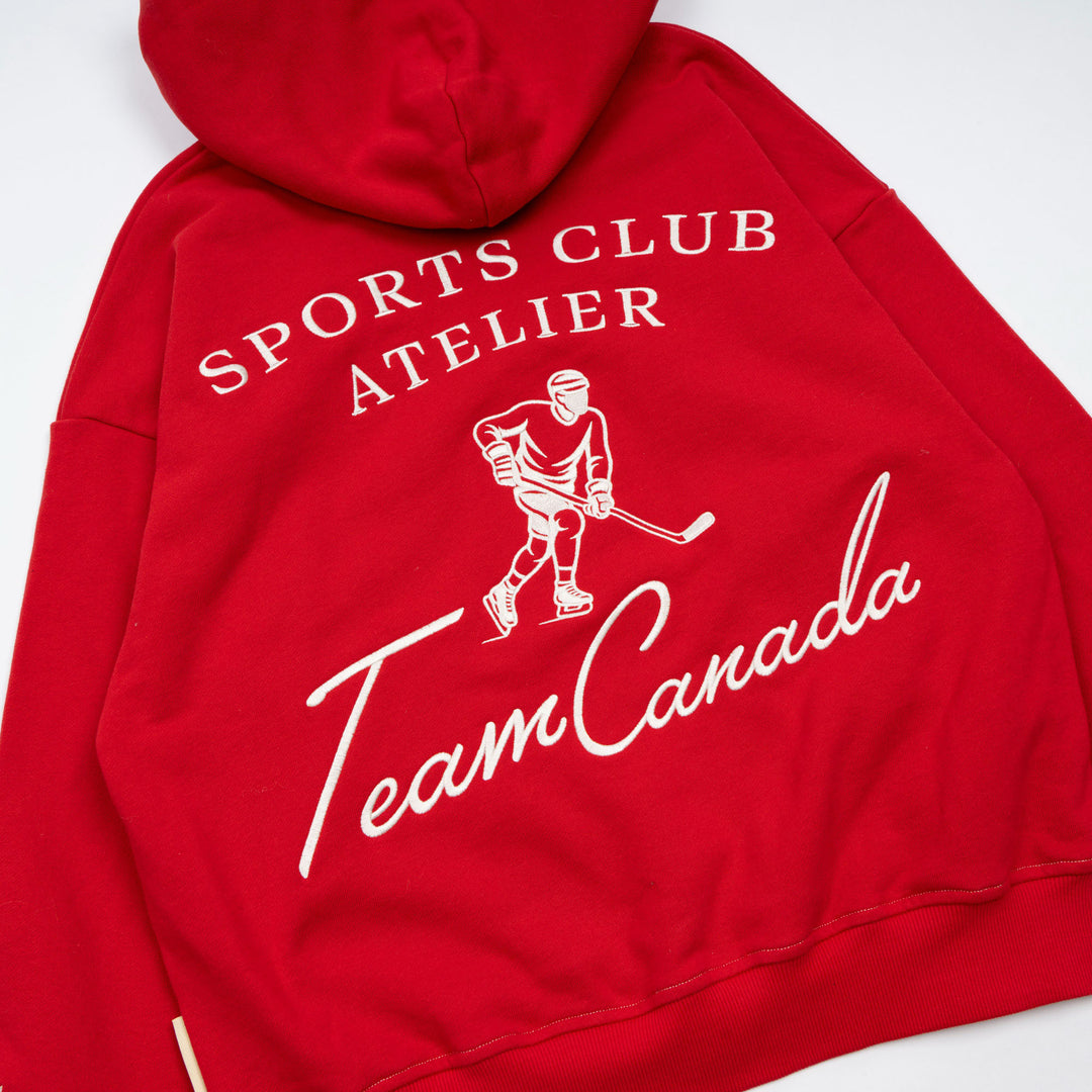 Hockey Canada Unisex Sports Club Atelier by Lauren McDavid Red Classic Terry Hoodie