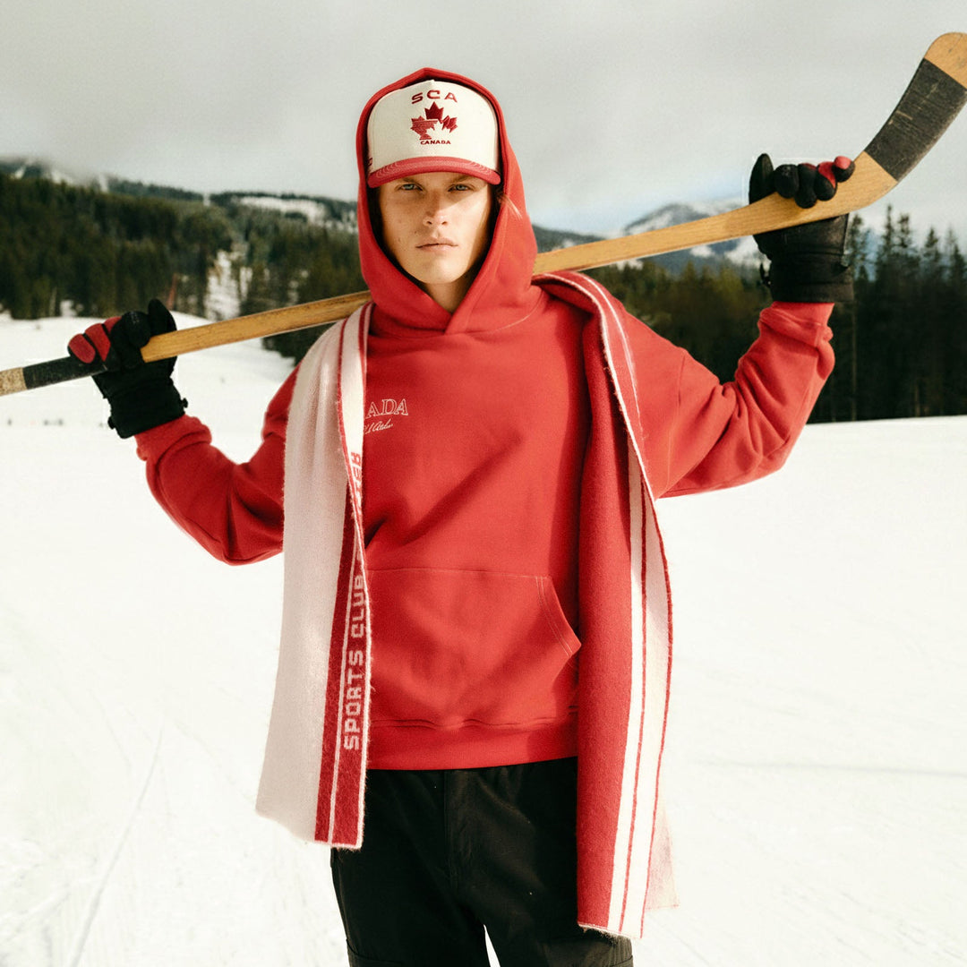 Hockey Canada Unisex Sports Club Atelier by Lauren McDavid Red Classic Terry Hoodie