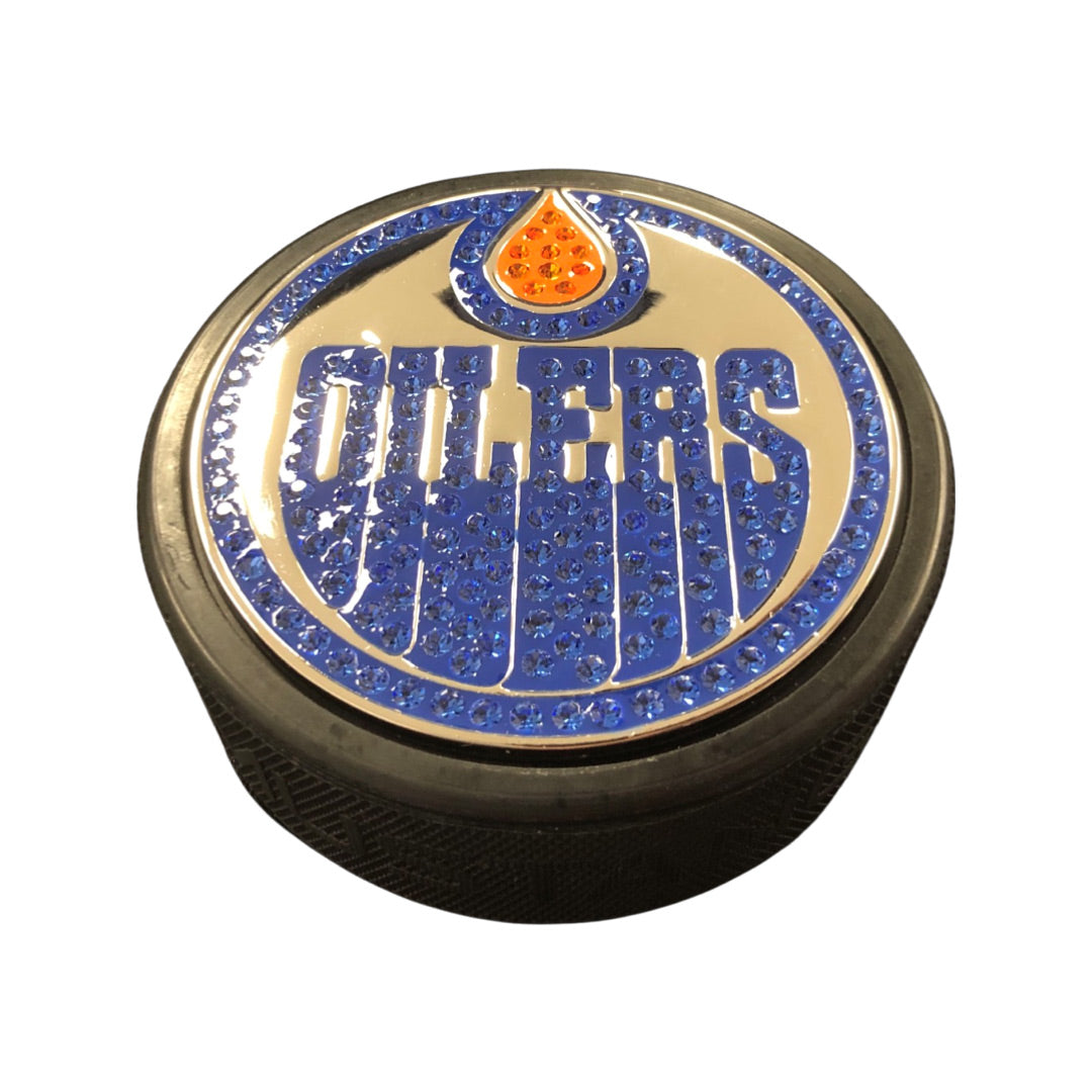 Edmonton Oilers Swarovski Crystal Logo Medallion Puck