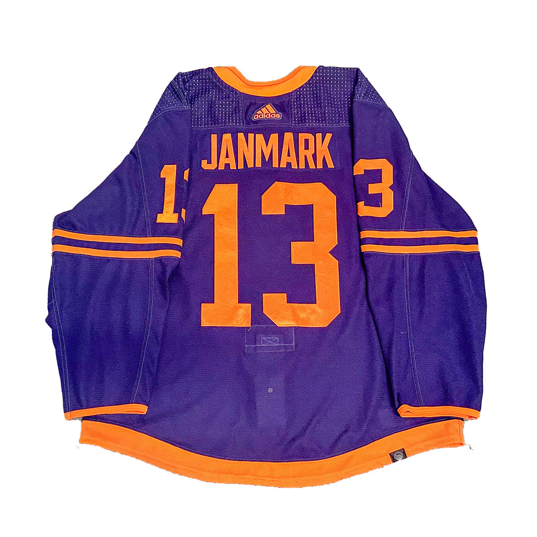Mattias Janmark Edmonton Oilers Game Worn Jersey - 2023-24 Navy Set #2 - B00334