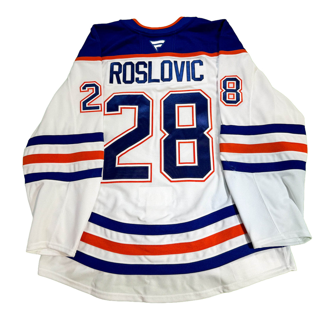 Jack Roslovic Edmonton Oilers Game Worn Jersey - 2025-26 Playoffs White Set #1 - D00634